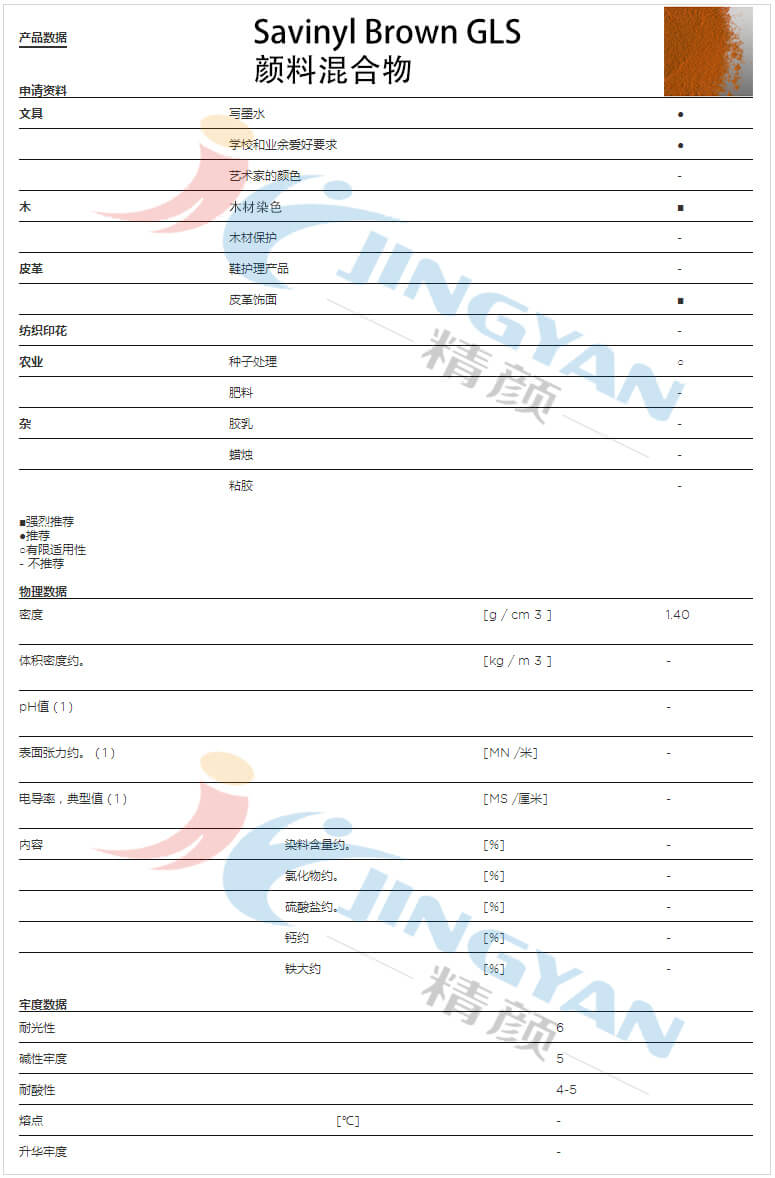科萊恩沙芬尼混合染料GLS數(shù)據(jù)表